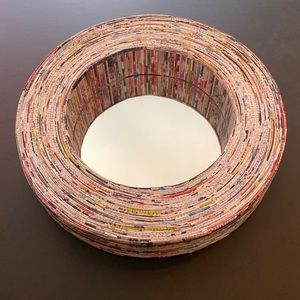 Mirror decorated with recycled magazines